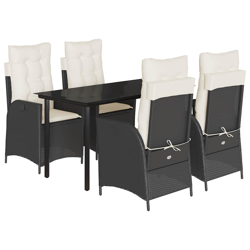 5-delige Tuinset met kussens poly rattan zwart is nu te koop bij PeponiXL, paradijselijk wonen!