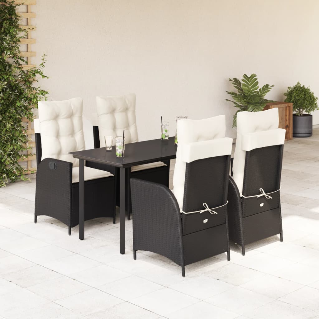 5-delige Tuinset met kussens poly rattan zwart is nu te koop bij PeponiXL, paradijselijk wonen!