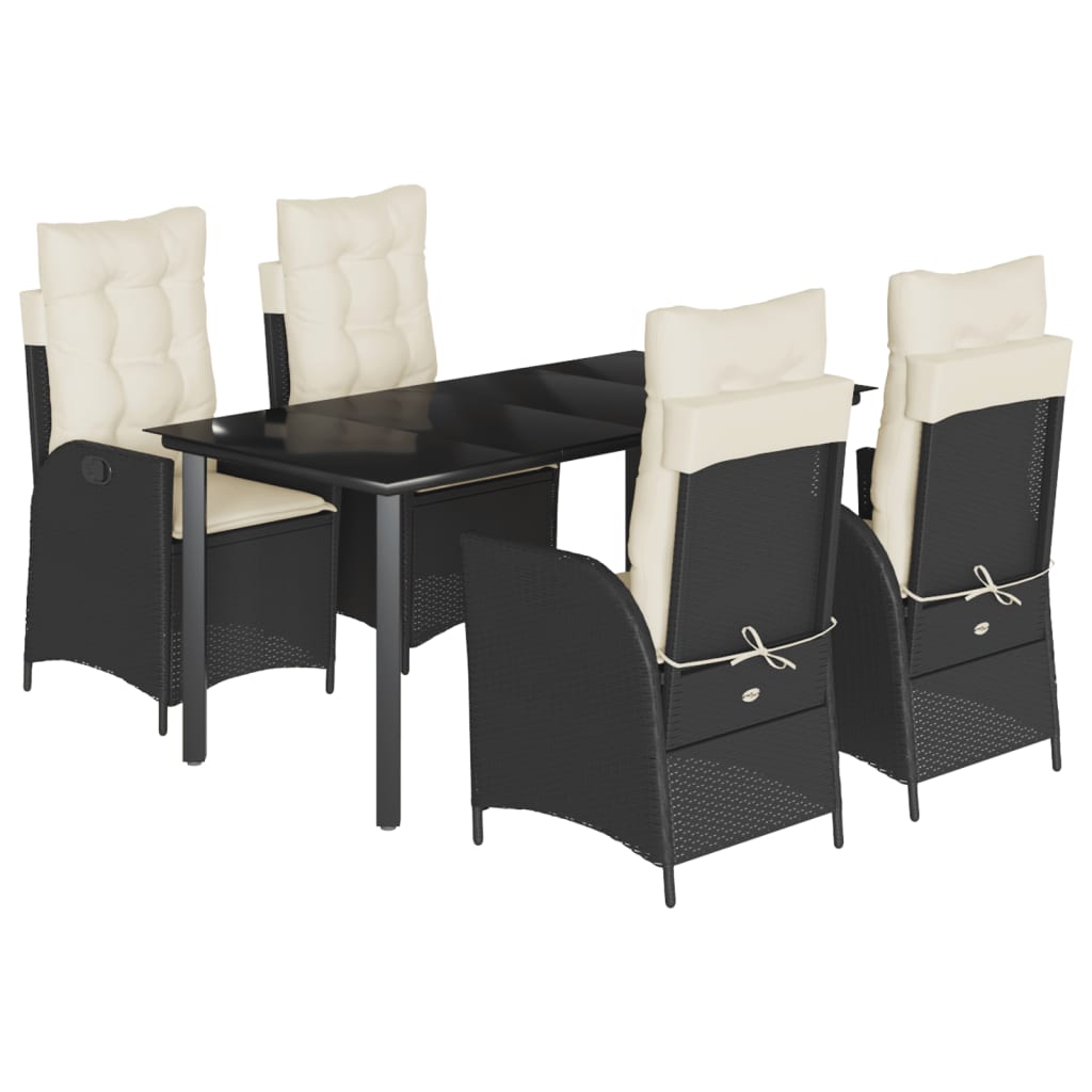 5-delige Tuinset met kussens poly rattan zwart is nu te koop bij PeponiXL, paradijselijk wonen!