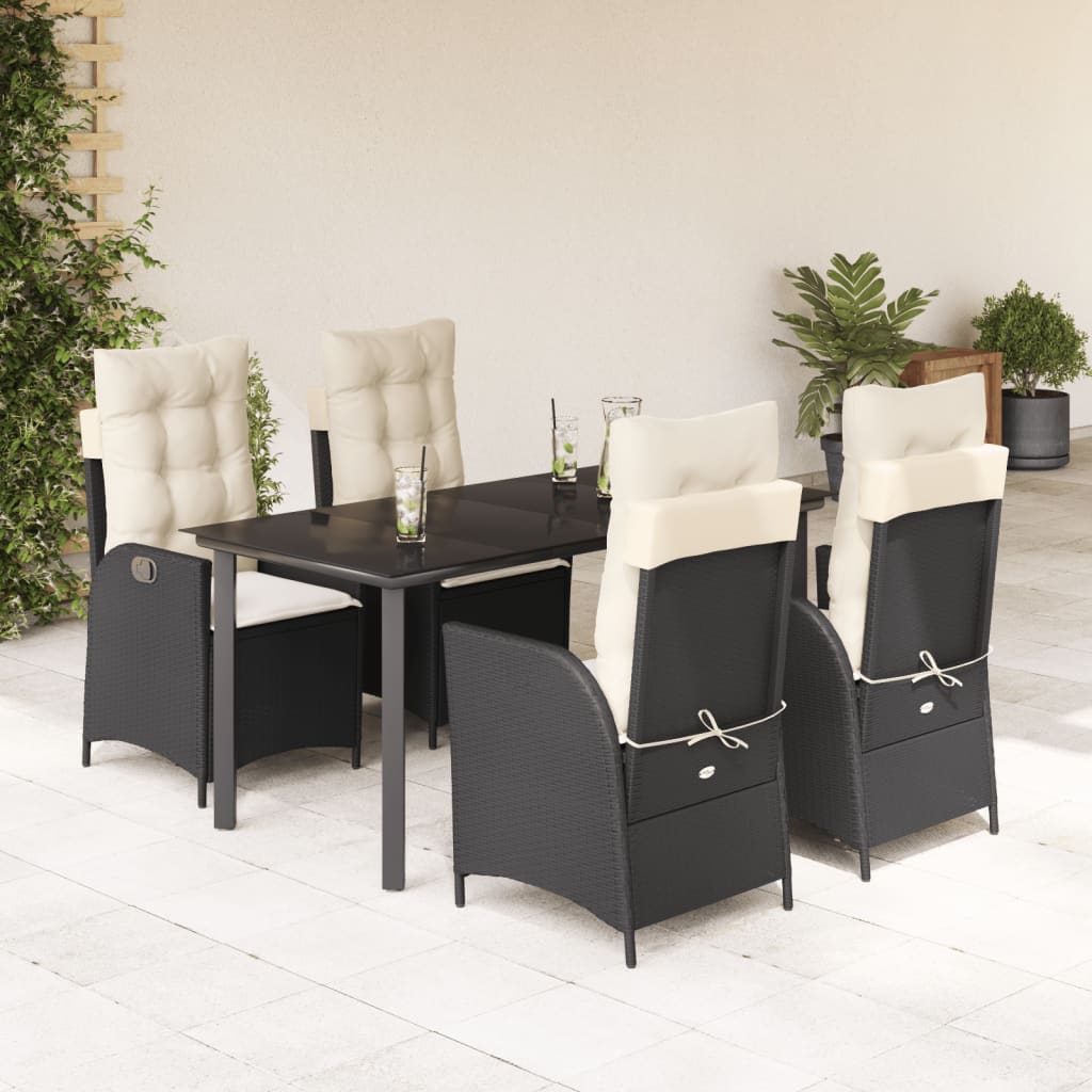 5-delige Tuinset met kussens poly rattan zwart is nu te koop bij PeponiXL, paradijselijk wonen!
