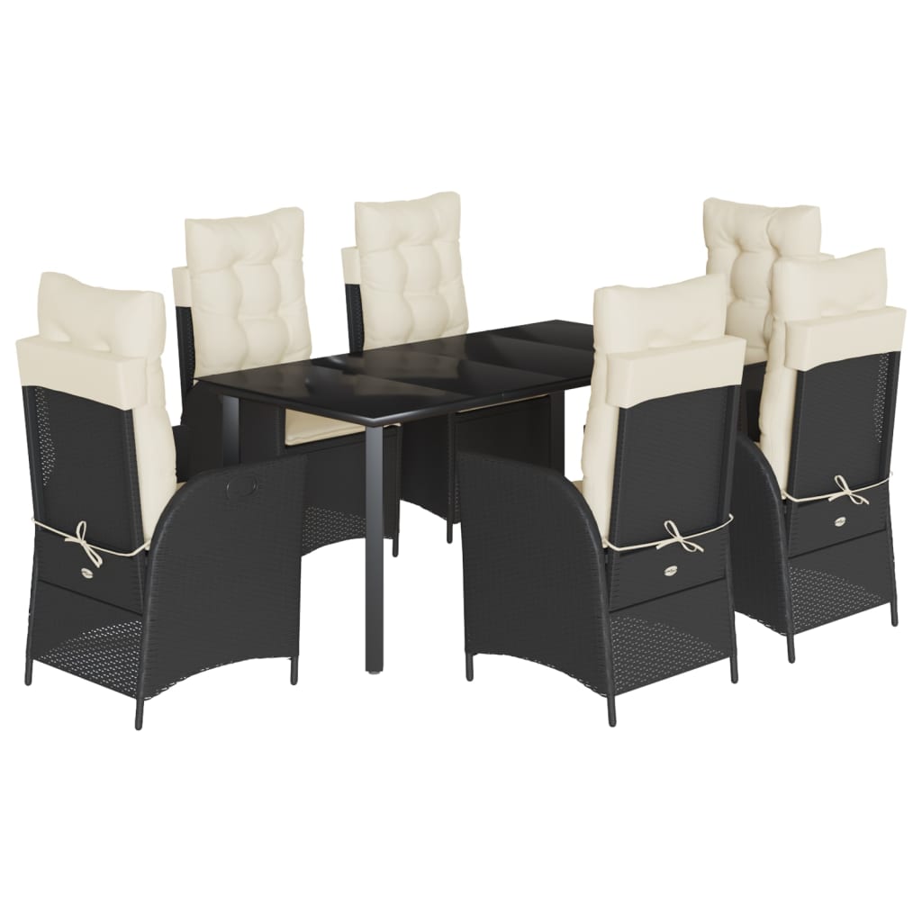 7-delige Tuinset met kussens poly rattan zwart is nu te koop bij PeponiXL, paradijselijk wonen!