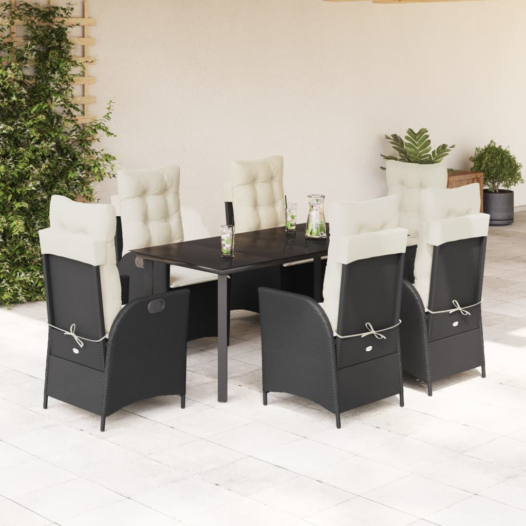 7-delige Tuinset met kussens poly rattan zwart is nu te koop bij PeponiXL, paradijselijk wonen!