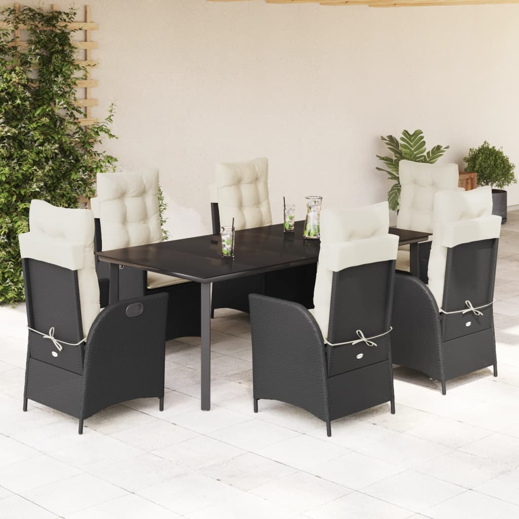 7-delige Tuinset met kussens poly rattan zwart is nu te koop bij PeponiXL, paradijselijk wonen!