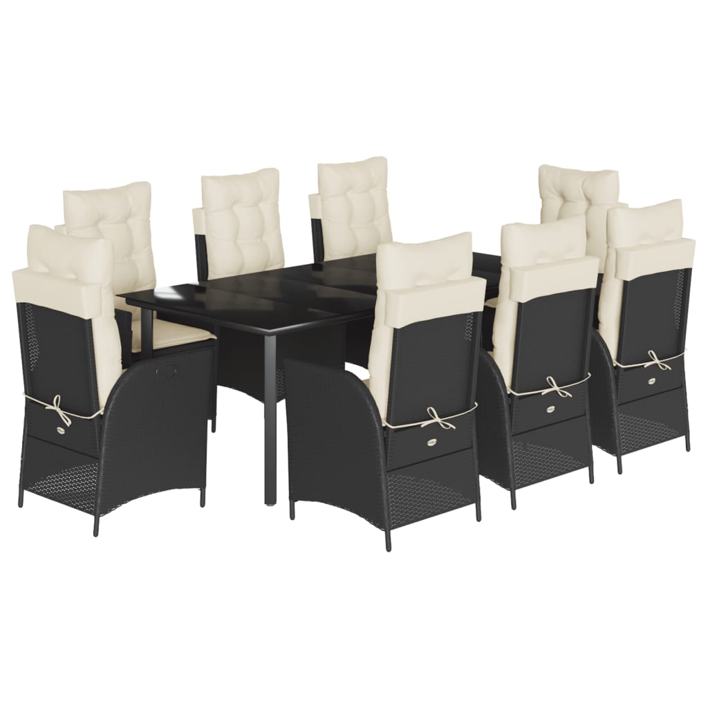 9-delige Tuinset poly rattan zwart is nu te koop bij PeponiXL, paradijselijk wonen!