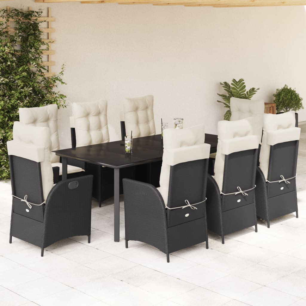 9-delige Tuinset poly rattan zwart is nu te koop bij PeponiXL, paradijselijk wonen!