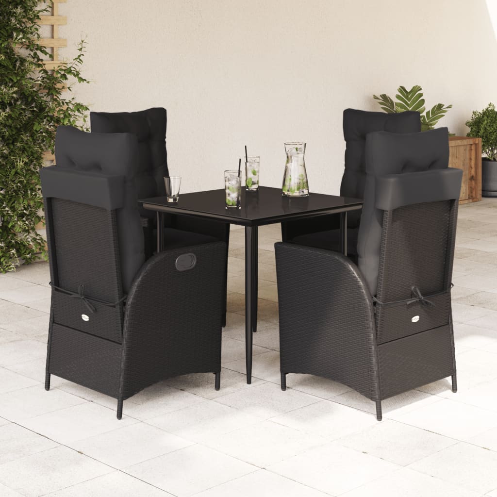 5-delige Tuinset met kussens poly rattan zwart is nu te koop bij PeponiXL, paradijselijk wonen!