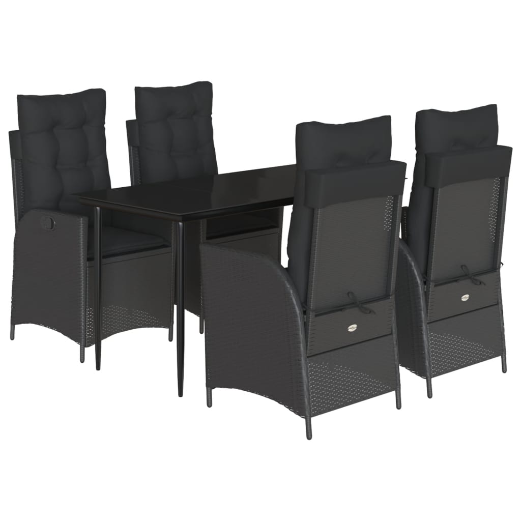 5-delige Tuinset met kussens poly rattan zwart is nu te koop bij PeponiXL, paradijselijk wonen!