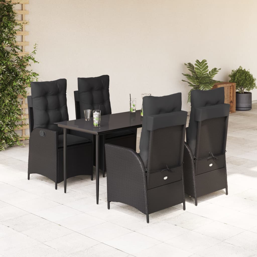 5-delige Tuinset met kussens poly rattan zwart is nu te koop bij PeponiXL, paradijselijk wonen!