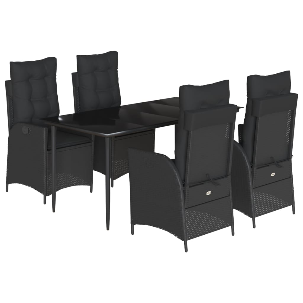 5-delige Tuinset met kussens poly rattan zwart is nu te koop bij PeponiXL, paradijselijk wonen!