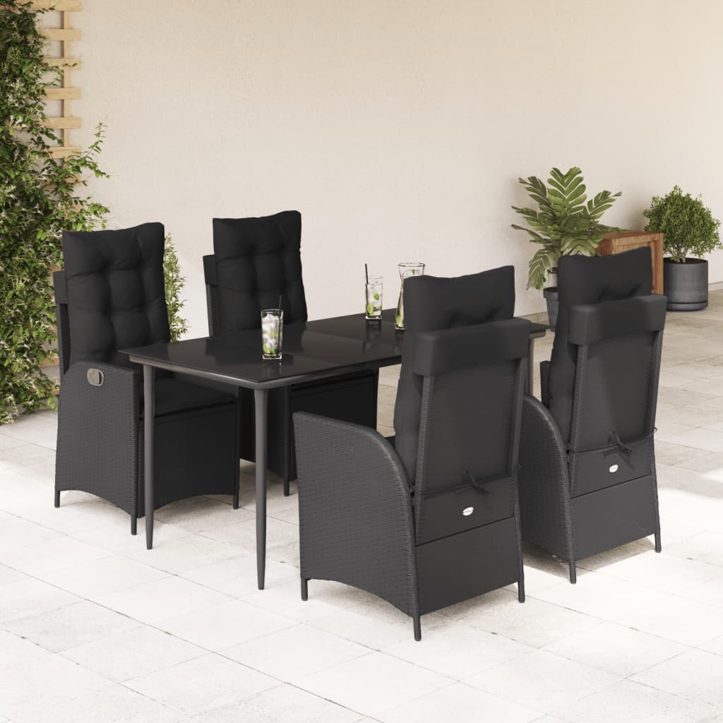 5-delige Tuinset met kussens poly rattan zwart is nu te koop bij PeponiXL, paradijselijk wonen!