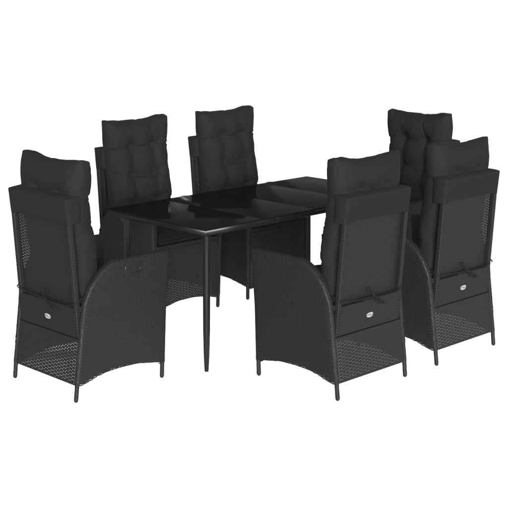 7-delige Tuinset met kussens poly rattan zwart is nu te koop bij PeponiXL, paradijselijk wonen!