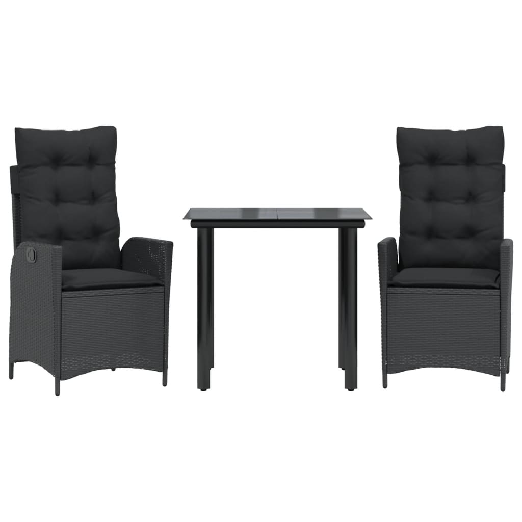 3-delige Tuinset met kussens poly rattan zwart is nu te koop bij PeponiXL, paradijselijk wonen!