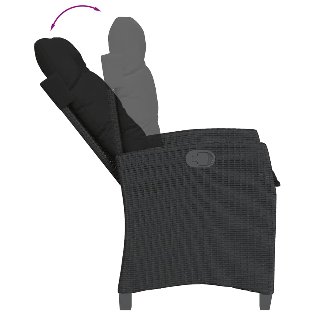 3-delige Tuinset met kussens poly rattan zwart is nu te koop bij PeponiXL, paradijselijk wonen!