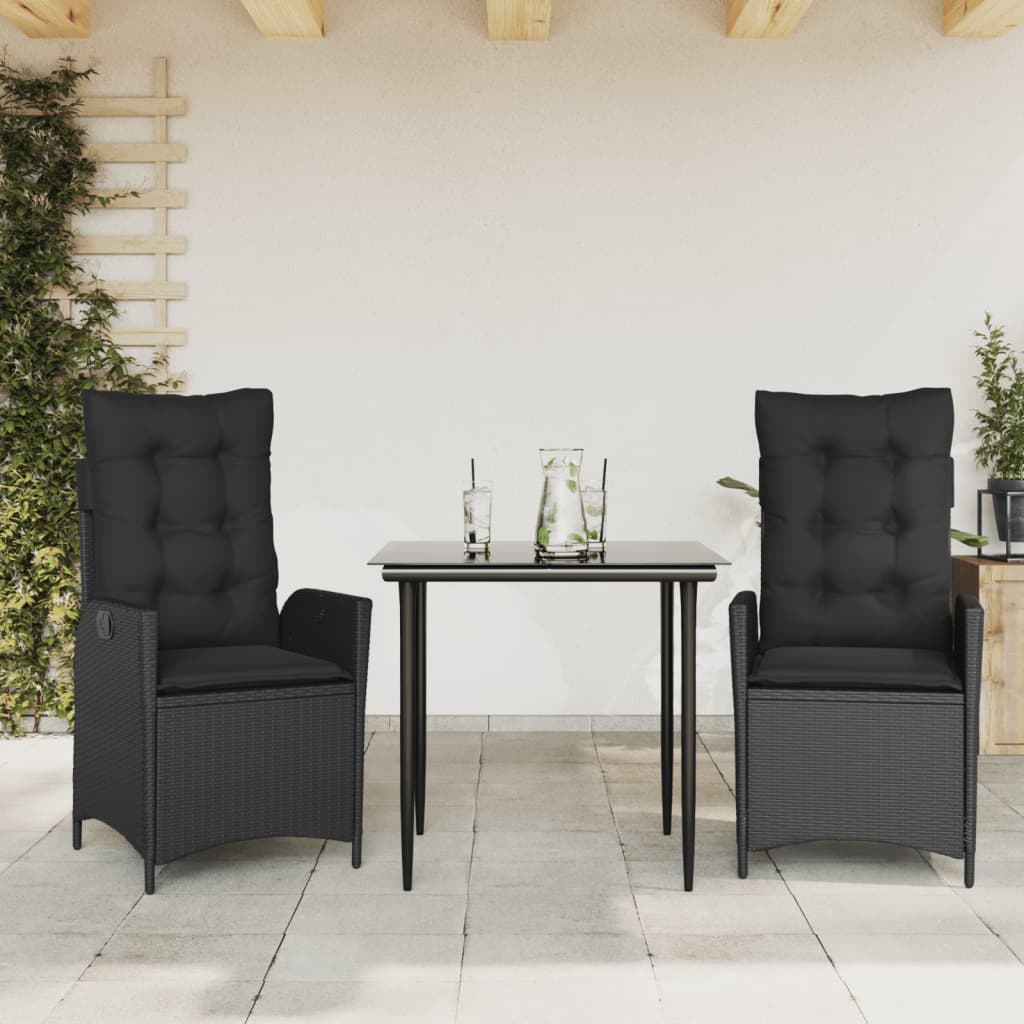 3-delige Tuinset met kussens poly rattan zwart is nu te koop bij PeponiXL, paradijselijk wonen!