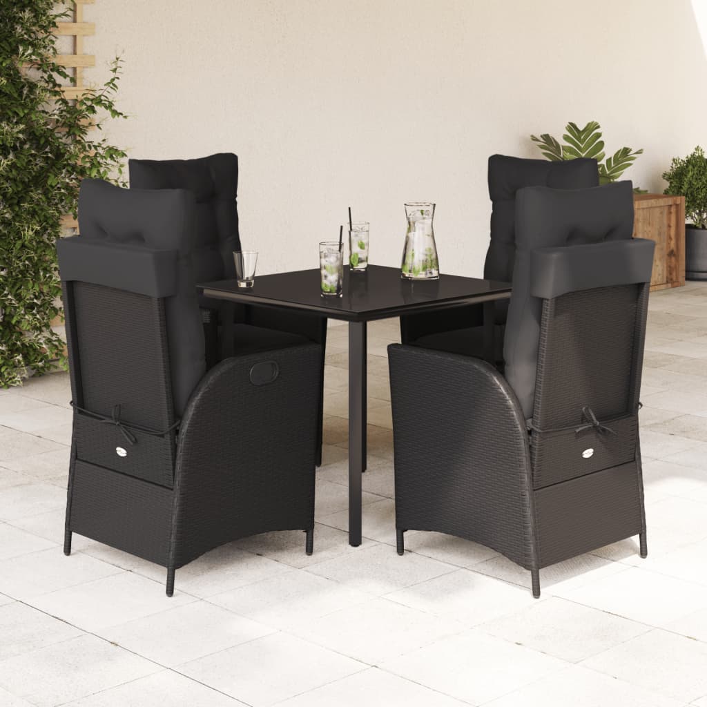 5-delige Tuinset met kussens poly rattan zwart is nu te koop bij PeponiXL, paradijselijk wonen!