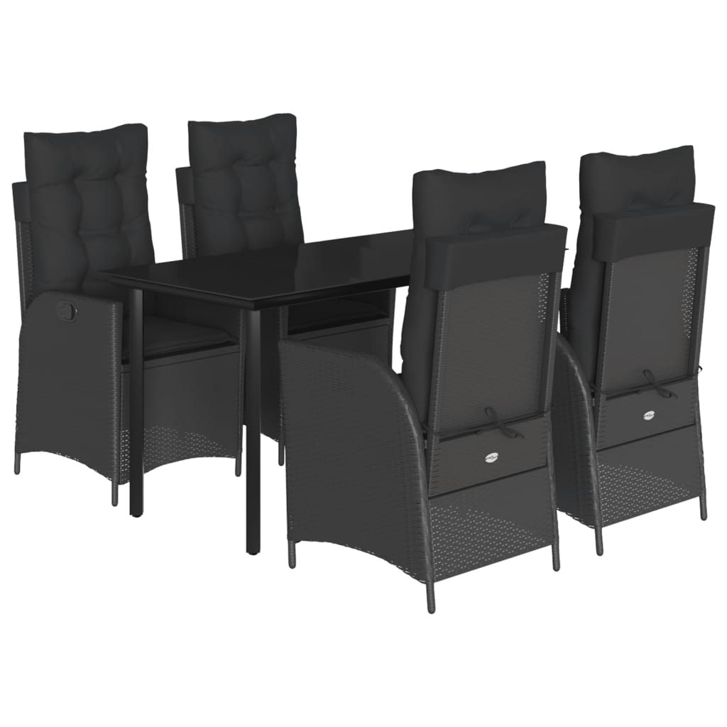 5-delige Tuinset met kussens poly rattan zwart is nu te koop bij PeponiXL, paradijselijk wonen!