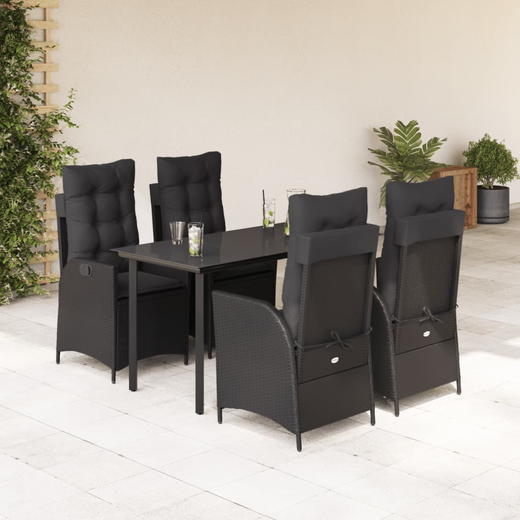 5-delige Tuinset met kussens poly rattan zwart is nu te koop bij PeponiXL, paradijselijk wonen!