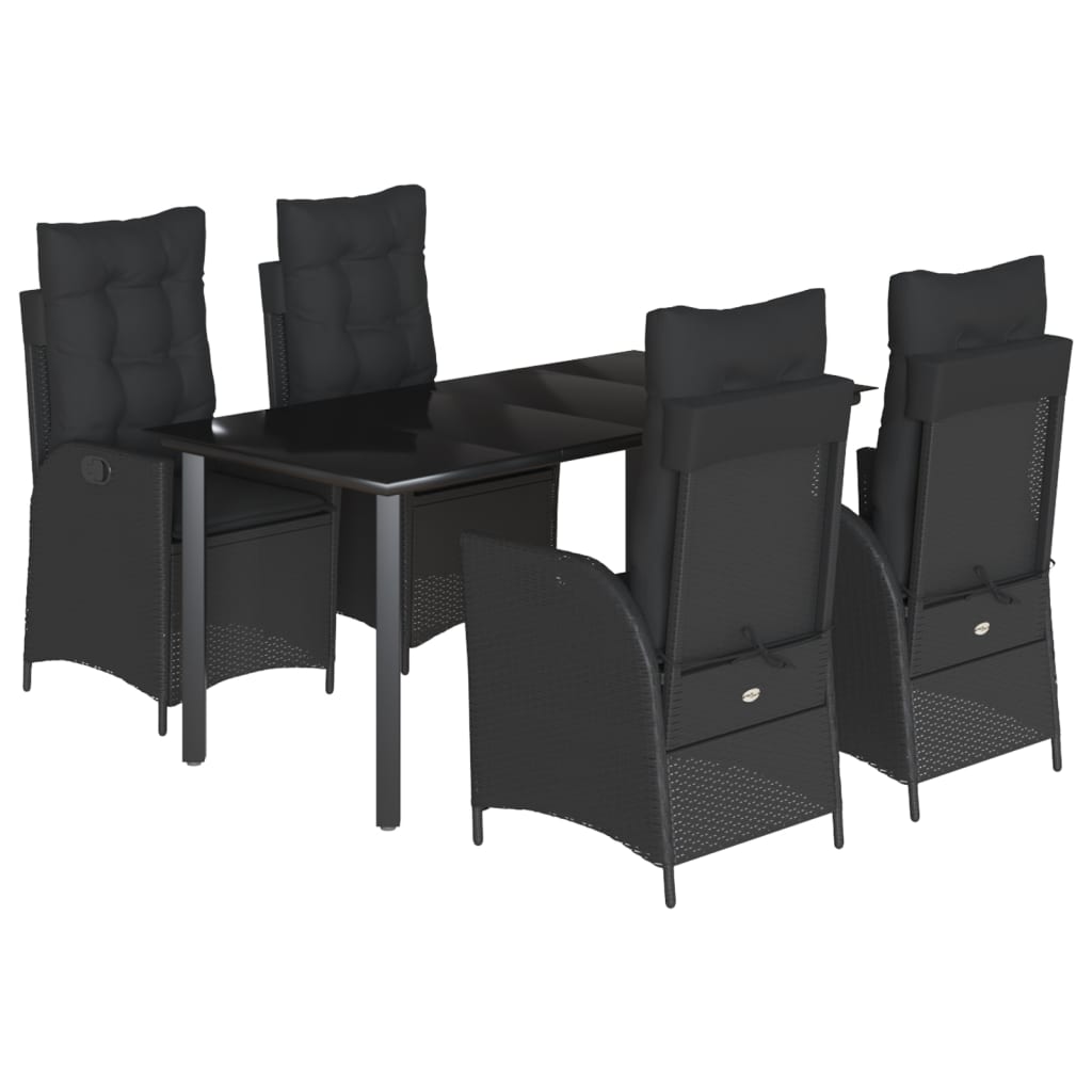 5-delige Tuinset met kussens poly rattan zwart is nu te koop bij PeponiXL, paradijselijk wonen!
