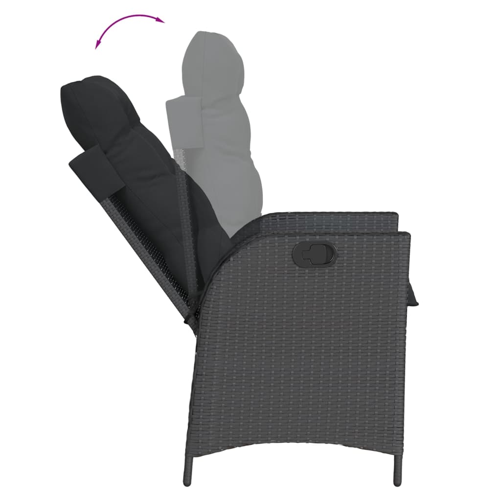 5-delige Tuinset met kussens poly rattan zwart is nu te koop bij PeponiXL, paradijselijk wonen!