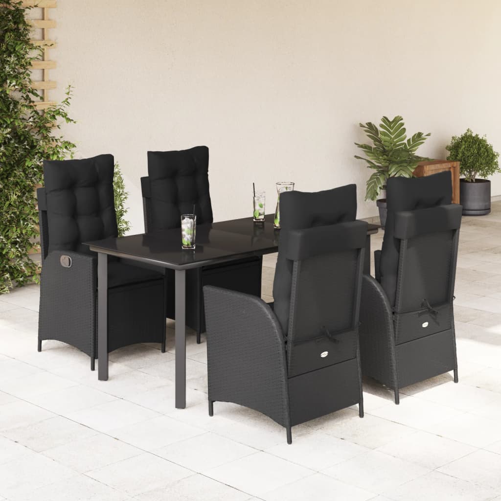 5-delige Tuinset met kussens poly rattan zwart is nu te koop bij PeponiXL, paradijselijk wonen!