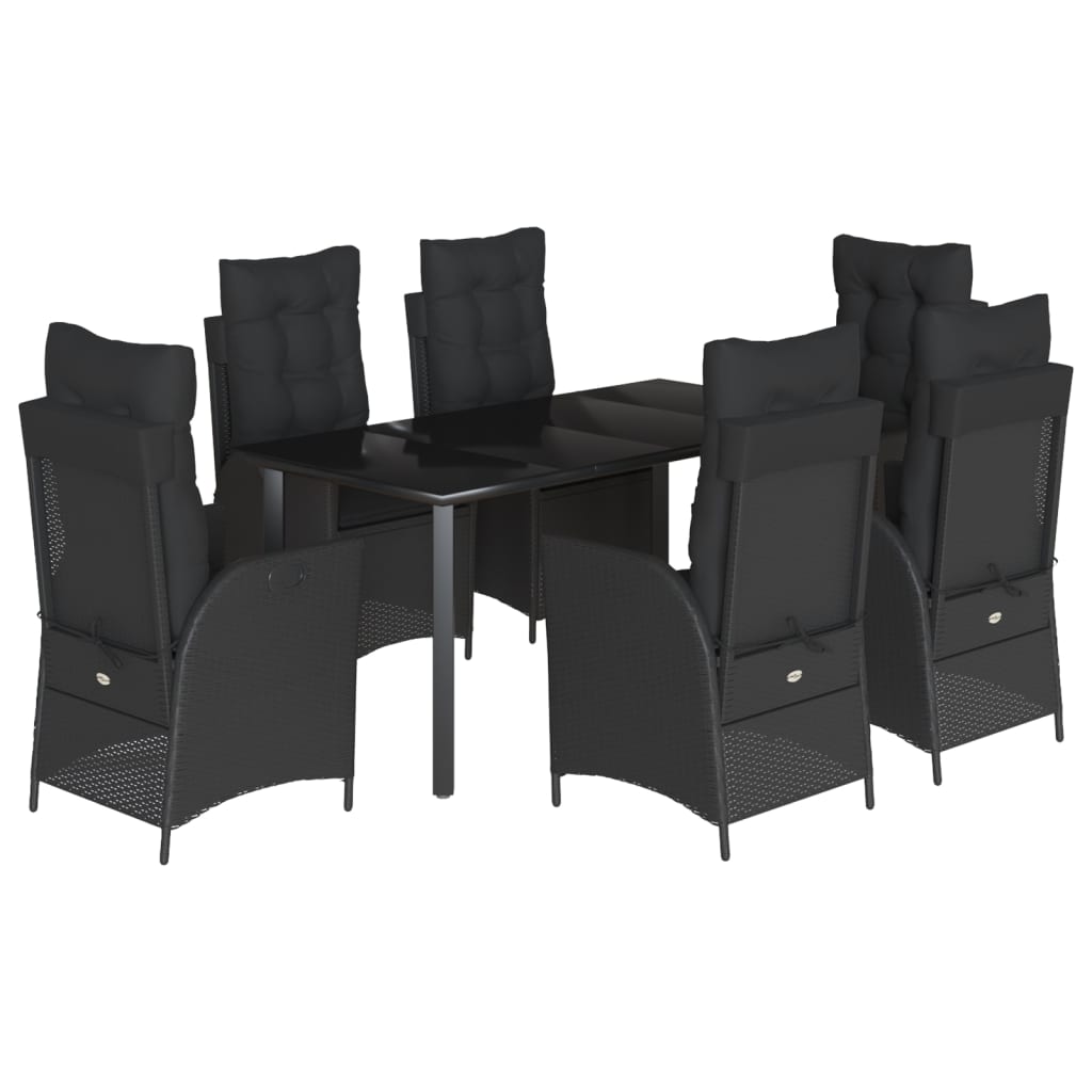 7-delige Tuinset met kussens poly rattan zwart is nu te koop bij PeponiXL, paradijselijk wonen!