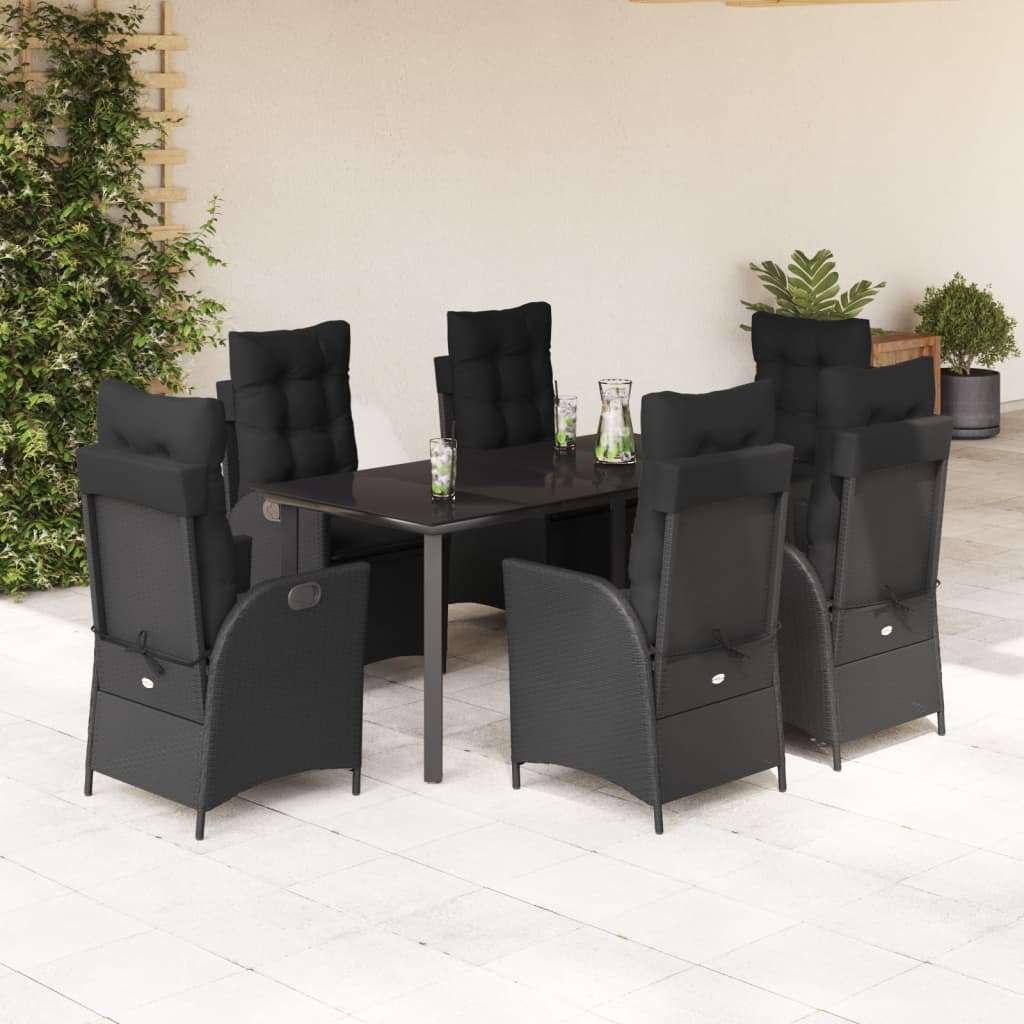 7-delige Tuinset met kussens poly rattan zwart is nu te koop bij PeponiXL, paradijselijk wonen!