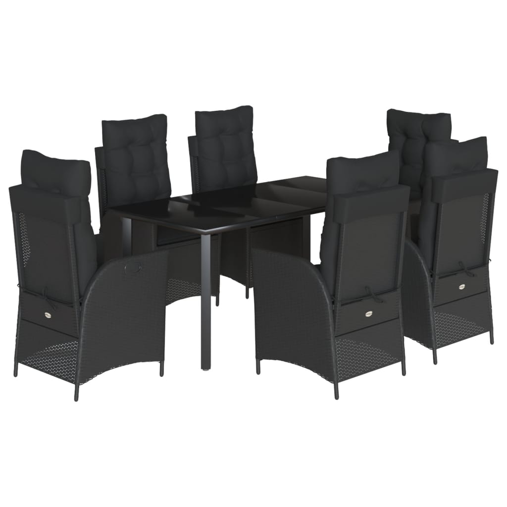 7-delige Tuinset met kussens poly rattan zwart is nu te koop bij PeponiXL, paradijselijk wonen!