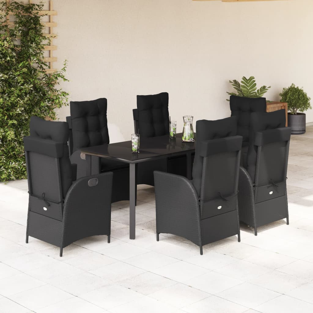 7-delige Tuinset met kussens poly rattan zwart is nu te koop bij PeponiXL, paradijselijk wonen!