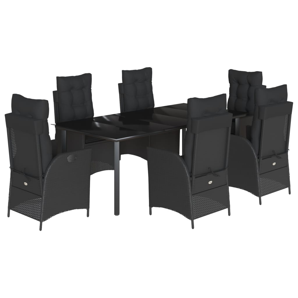 7-delige Tuinset met kussens poly rattan zwart is nu te koop bij PeponiXL, paradijselijk wonen!