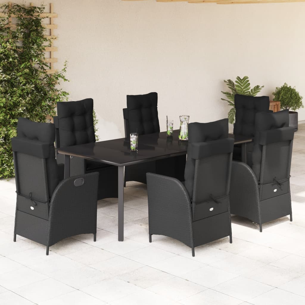 7-delige Tuinset met kussens poly rattan zwart is nu te koop bij PeponiXL, paradijselijk wonen!