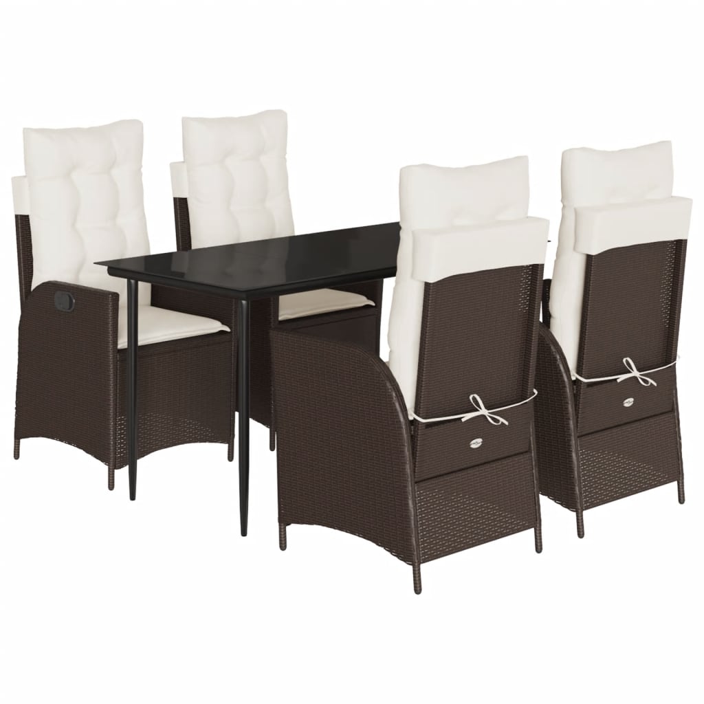 5-delige Tuinset met kussens poly rattan bruin is nu te koop bij PeponiXL, paradijselijk wonen!