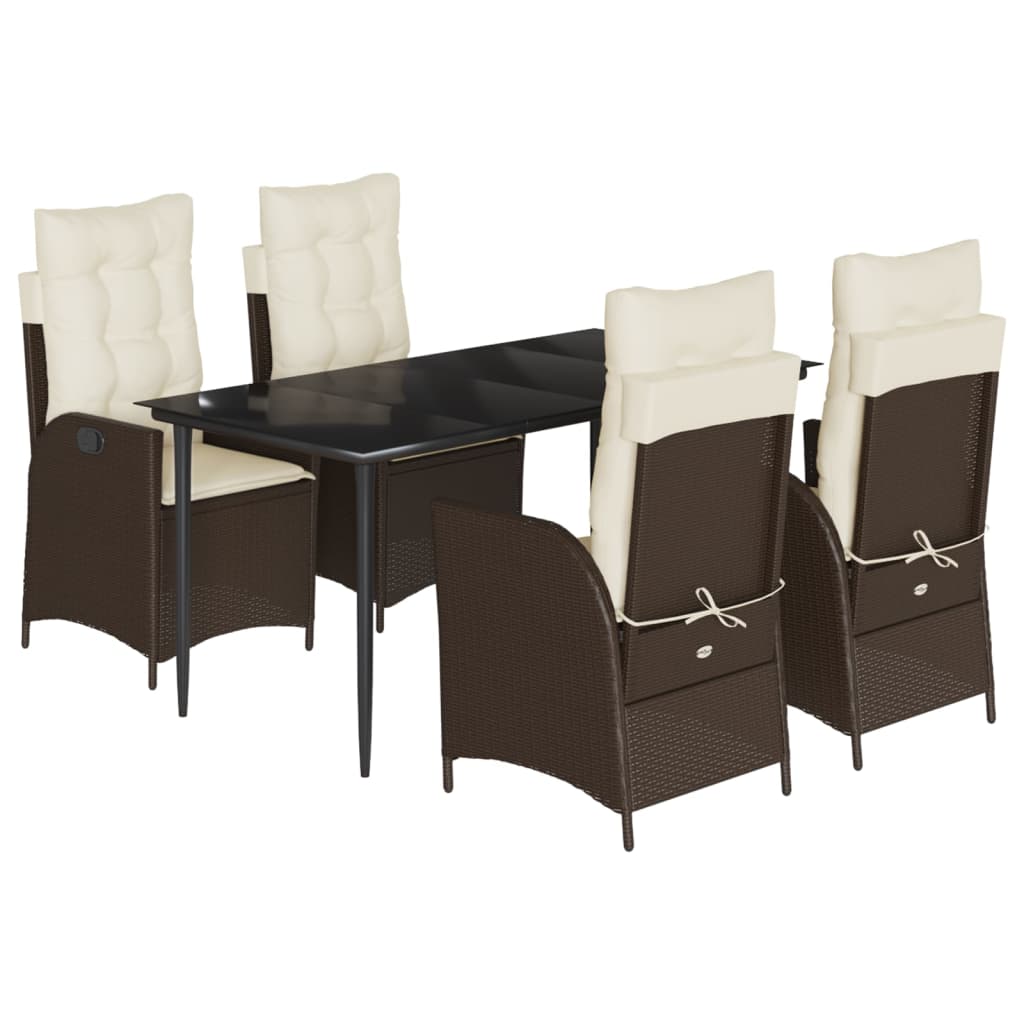 5-delige Tuinset met kussens poly rattan bruin is nu te koop bij PeponiXL, paradijselijk wonen!