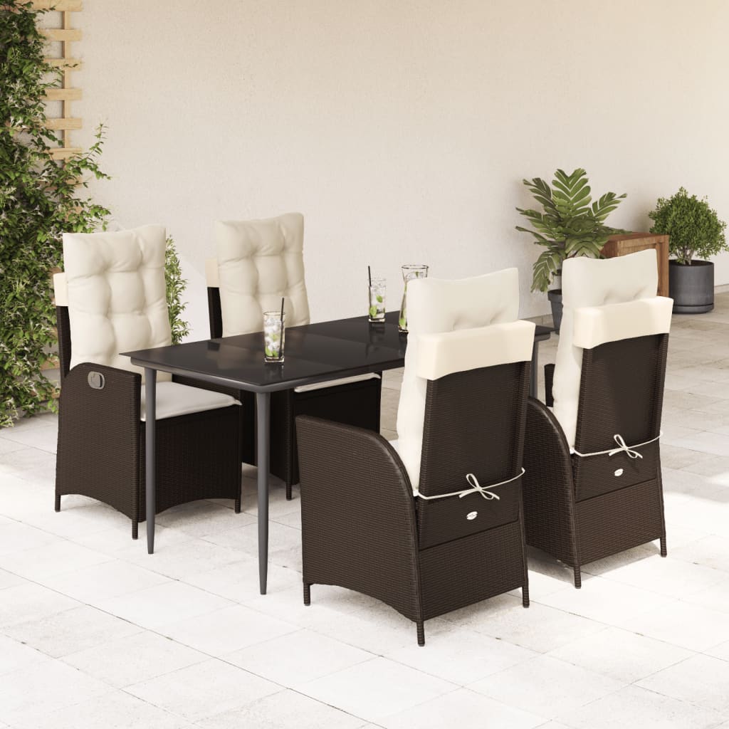 5-delige Tuinset met kussens poly rattan bruin is nu te koop bij PeponiXL, paradijselijk wonen!