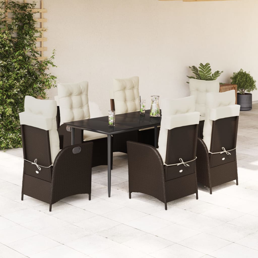 7-delige Tuinset met kussens poly rattan bruin is nu te koop bij PeponiXL, paradijselijk wonen!