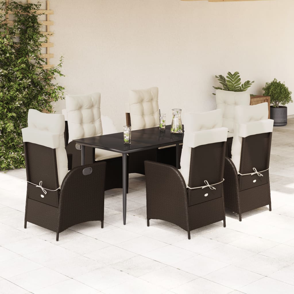 7-delige Tuinset met kussens poly rattan bruin is nu te koop bij PeponiXL, paradijselijk wonen!