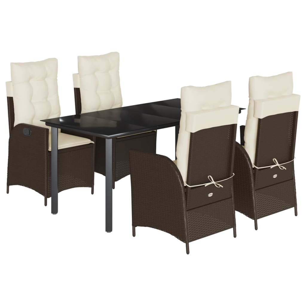 5-delige Tuinset met kussens poly rattan bruin is nu te koop bij PeponiXL, paradijselijk wonen!