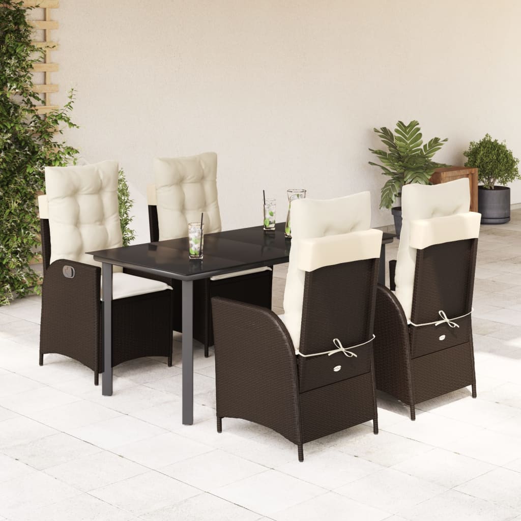 5-delige Tuinset met kussens poly rattan bruin is nu te koop bij PeponiXL, paradijselijk wonen!