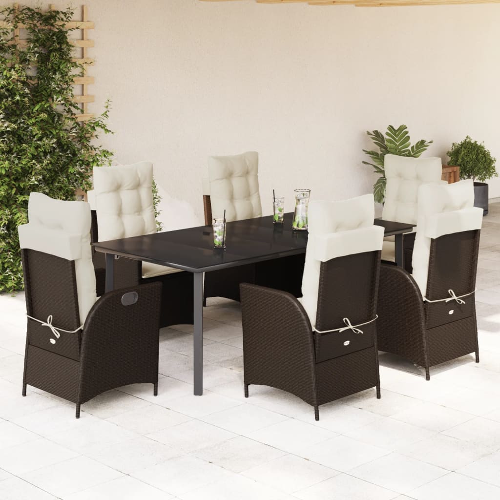 7-delige Tuinset met kussens poly rattan bruin is nu te koop bij PeponiXL, paradijselijk wonen!