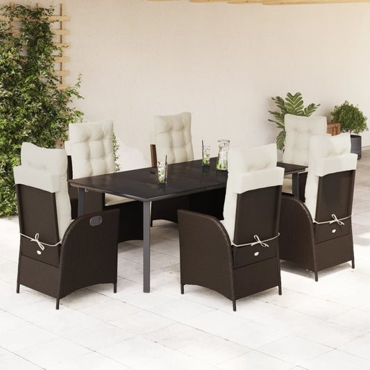 7-delige Tuinset met kussens poly rattan bruin is nu te koop bij PeponiXL, paradijselijk wonen!