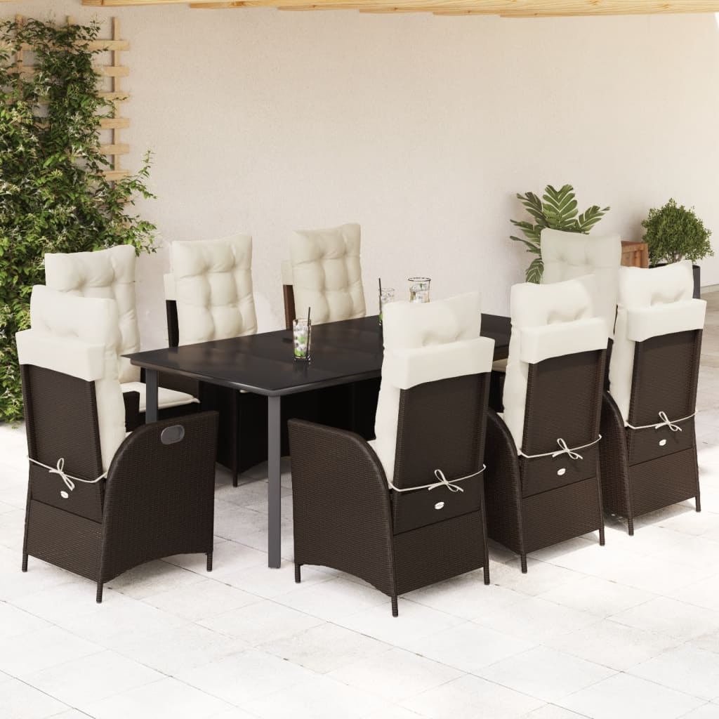 9-delige Tuinset met kussens poly rattan bruin is nu te koop bij PeponiXL, paradijselijk wonen!