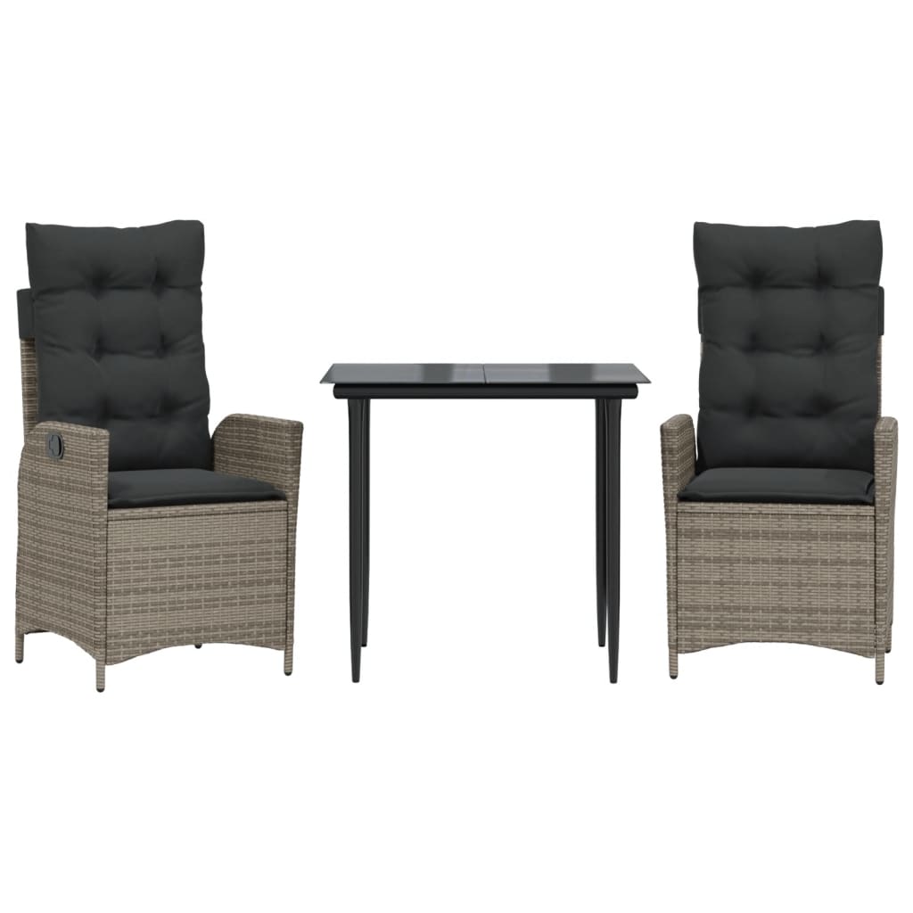 3-delige Tuinset met kussens poly rattan grijs is nu te koop bij PeponiXL, paradijselijk wonen!