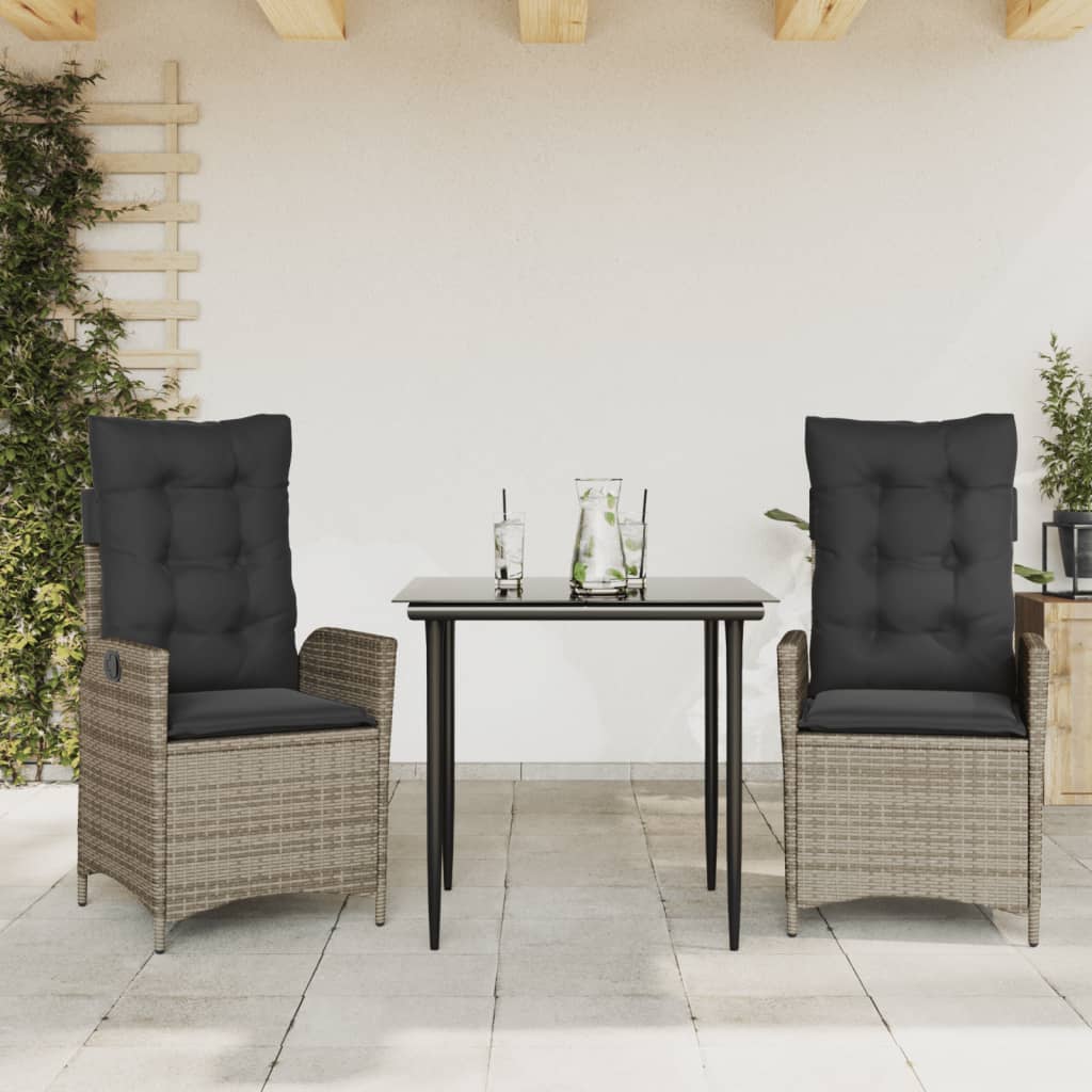 3-delige Tuinset met kussens poly rattan grijs is nu te koop bij PeponiXL, paradijselijk wonen!