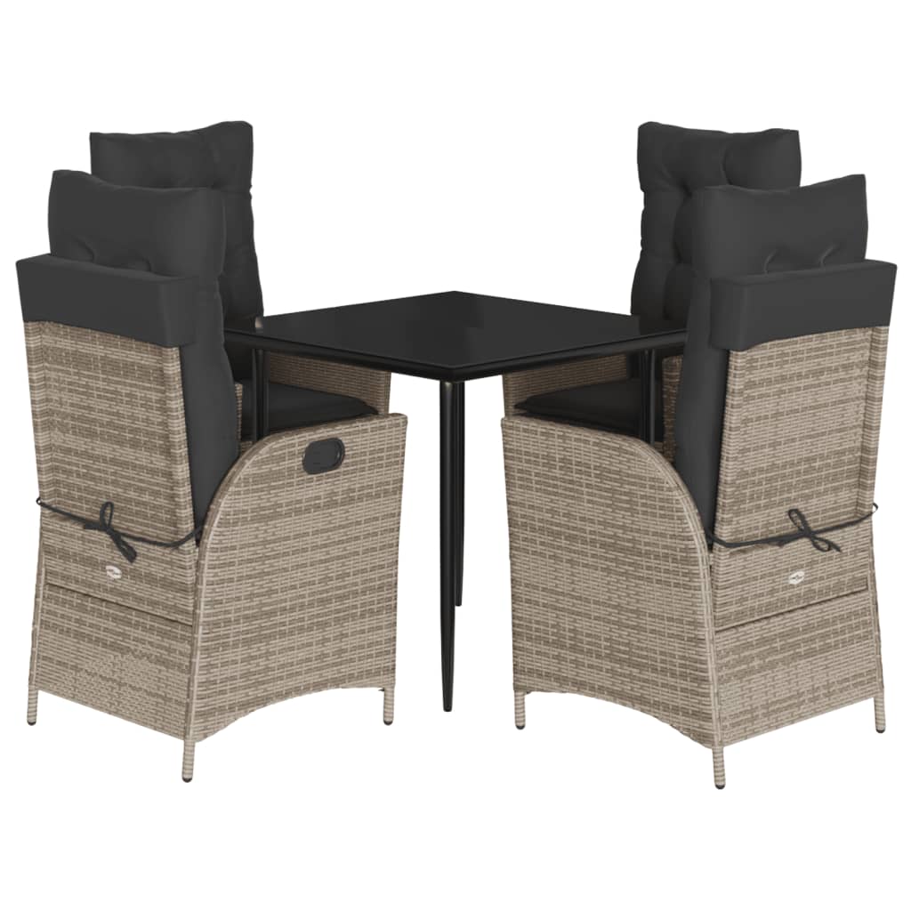 5-delige Tuinset met kussens poly rattan grijs is nu te koop bij PeponiXL, paradijselijk wonen!