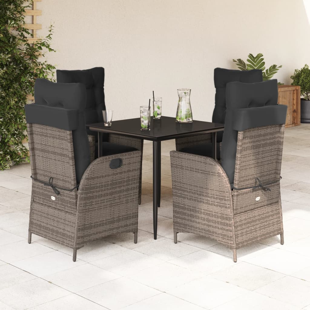 5-delige Tuinset met kussens poly rattan grijs is nu te koop bij PeponiXL, paradijselijk wonen!