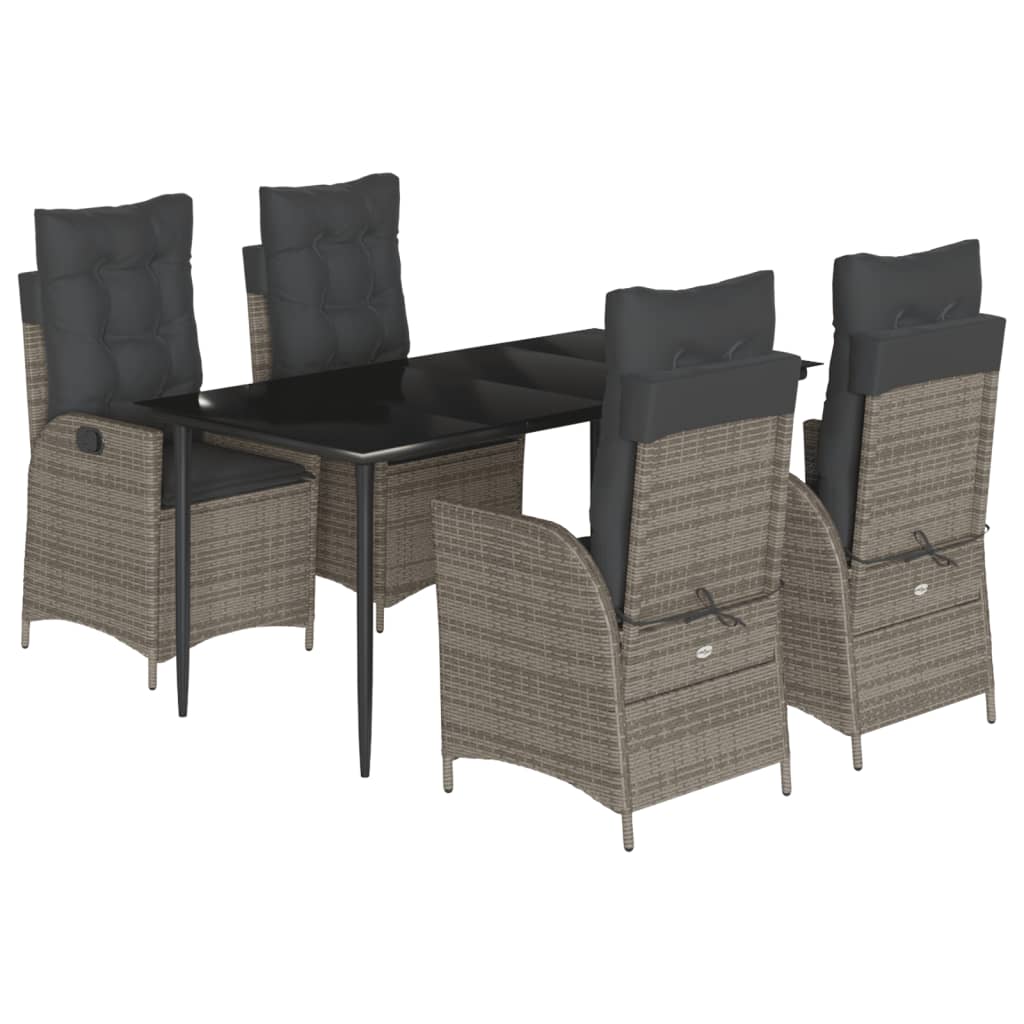 5-delige Tuinset met kussens poly rattan grijs is nu te koop bij PeponiXL, paradijselijk wonen!