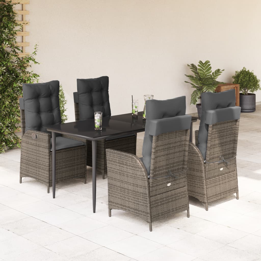 5-delige Tuinset met kussens poly rattan grijs is nu te koop bij PeponiXL, paradijselijk wonen!