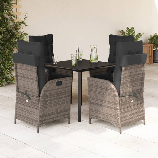 5-delige Tuinset met kussens poly rattan grijs is nu te koop bij PeponiXL, paradijselijk wonen!