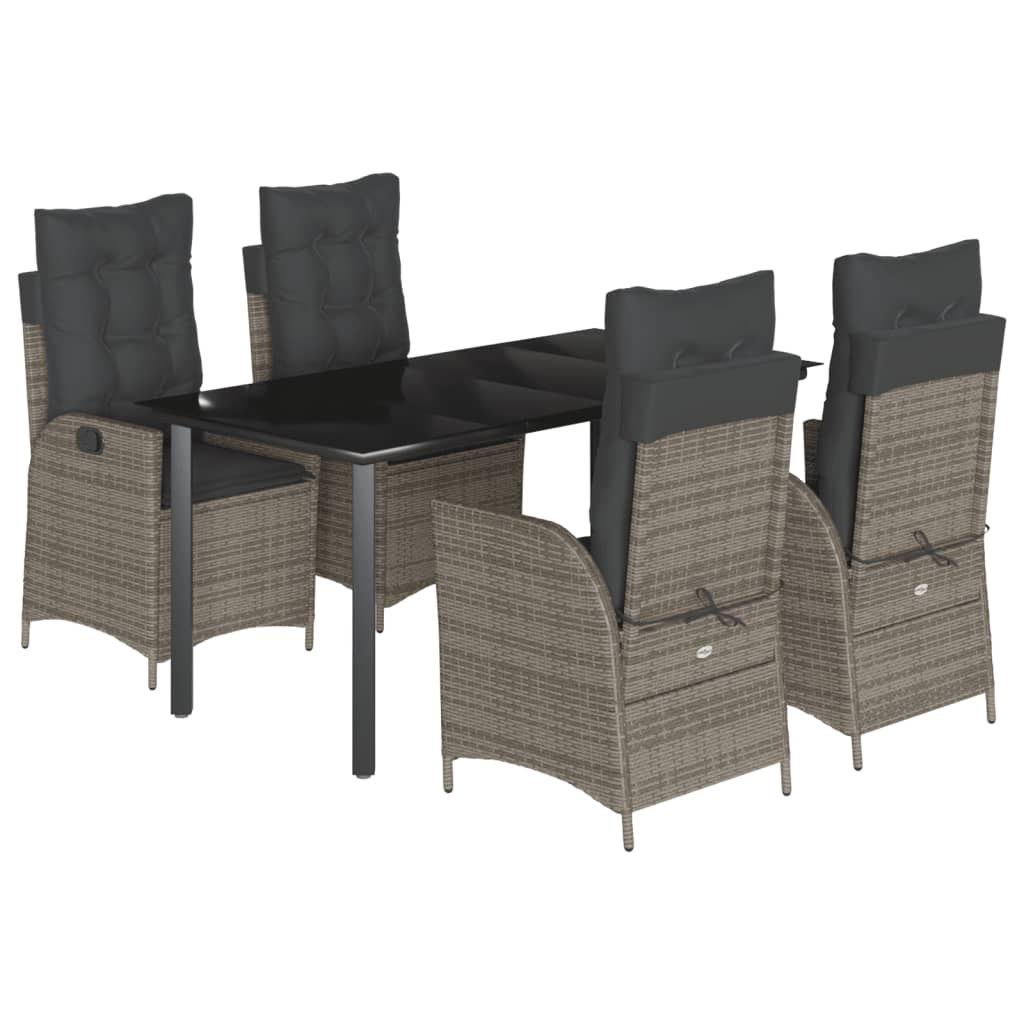 5-delige Tuinset met kussens poly rattan grijs is nu te koop bij PeponiXL, paradijselijk wonen!