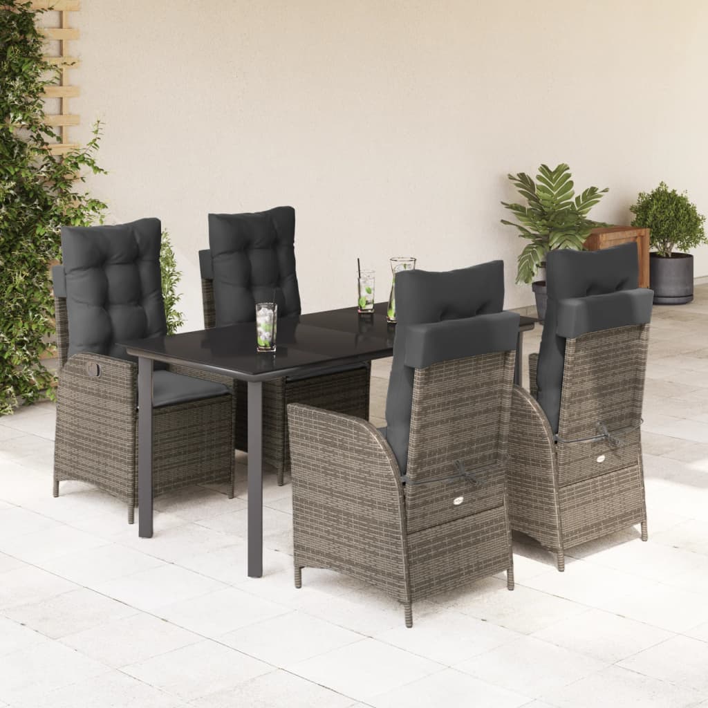 5-delige Tuinset met kussens poly rattan grijs is nu te koop bij PeponiXL, paradijselijk wonen!