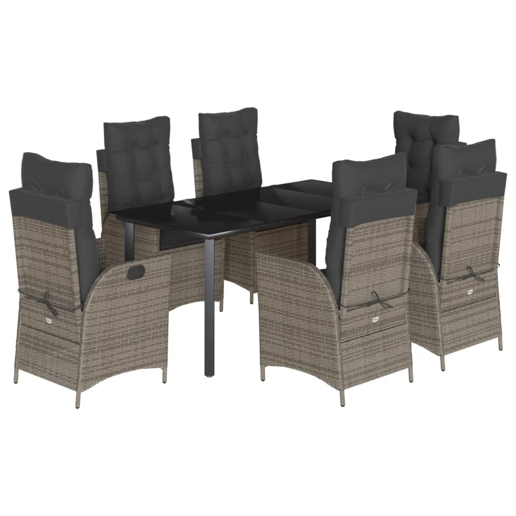 7-delige Tuinset met kussens poly rattan grijs is nu te koop bij PeponiXL, paradijselijk wonen!